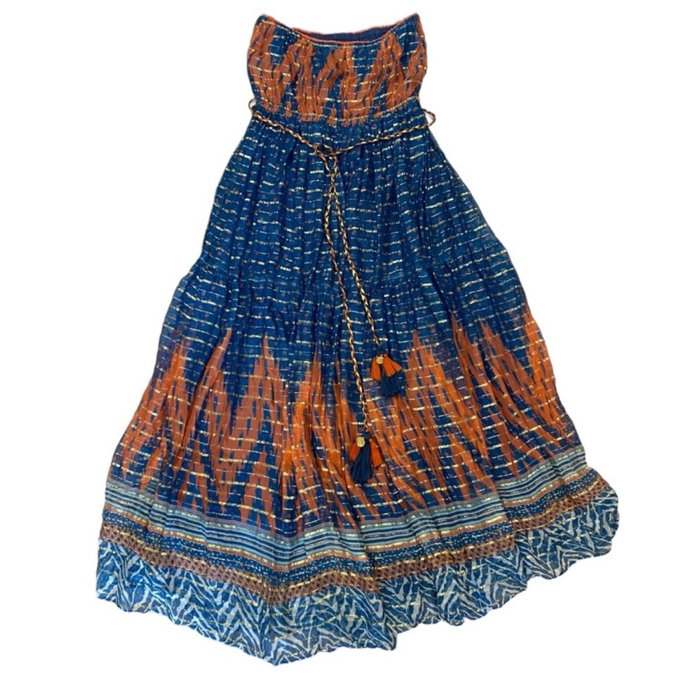 Verb by Palavi Singhee Blue and Orange Strapless Sundress for Resort Wear